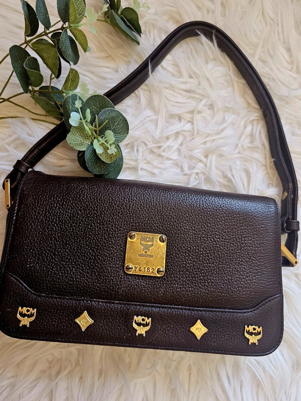 MCM Vintage Studded Shoulder Bag